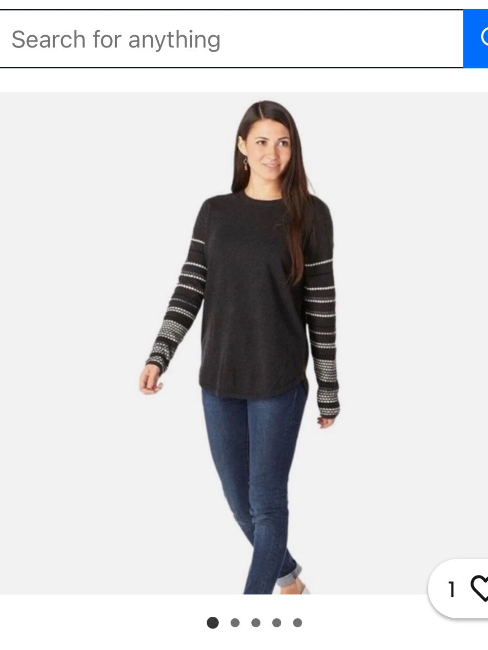 Smartwool Dark Gray Crewneck Sweater with Patterned Sleeves Size XS